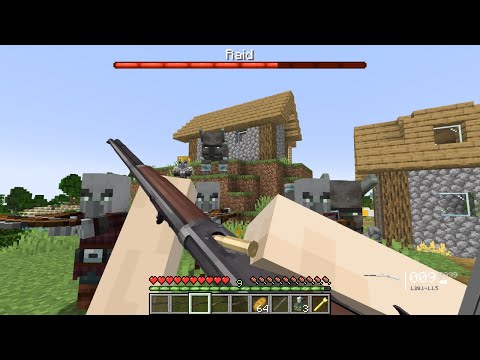 DESTROYING PILLAGERS RAID (7 WAVES) USING WORLD WAR I WEAPONS IN MINECRAFT