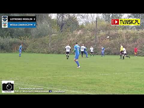 tv.nsk.pl 2020-10-18 Lotnisko Modlin - Wisła Zakroczym 3:3 (3:1) - fragment meczu z bramką dla Wisły