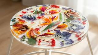Resin Art Tutorial | This White Flower Table Went VIRAL! Epoxy Resin DIY ✨