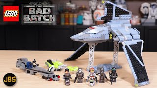 YouTube thumbnail: LEGO Star Wars The Bad Batch Attack Shuttle Review! New Summer 2021 Set 75314!