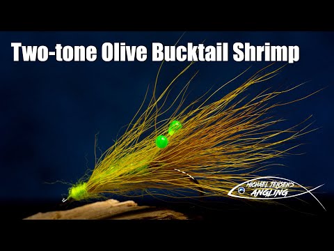 Two-tone Olive Bucktail Shrimp - saltwater fly tying
