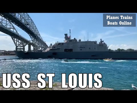 USS ST LOUIS LCS-19 Military Freedom Class Combat Navy Ship Down From Lake Huron