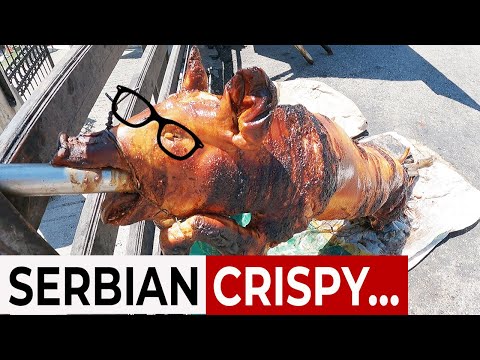 HOW THE SERBIANS COOK A PIG ON THE SPIT! LISTEN HOW THIS YOUNG PIG CRUNCHES! THIS IS SO DELICIOUS!