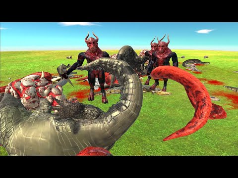 6 TITANOBOA 4 MACHIMOSAURUS 3 PURUSSAURUS 13 CROCODILE VS ARMIES|Animal Revolt Battle Simulator ARBS