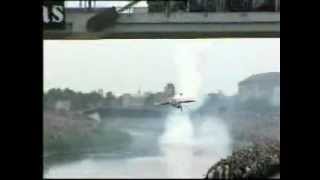 crazy pilot flies under the bridge