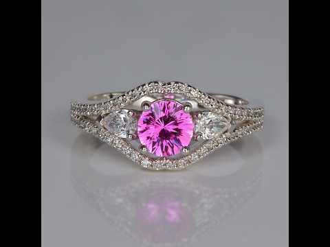 14K White Gold Pink Sapphire and Diamond Ring 1.11 Carats