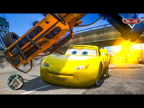 Crazy Rayo Lightning McQueen Pro Yellow Car Crashes Ep.37 - GTA 4