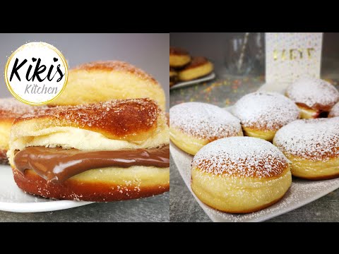 Berliner / Kreppel / Krapfen - gelingsicheres Rezept | Berliner Pfannkuchen mit Marmelade & Nutella