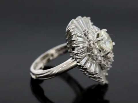 Estate Platinum Diamond Pear Shape Ring