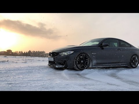 POV 10 Low BMW M4 driving through Snow Donuts Drifts full Exhaust + Downpipes