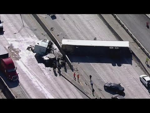 I-45 near Downtown Dallas reopened after concrete barrier removed following 18-wheeler accident