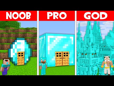 Cookie Noob - WHO BUILD HOUSE INSIDE DIAMOND BETTER NOOB vs PRO vs GOD in Minecraft? DIAMOND BLOCK BASE!