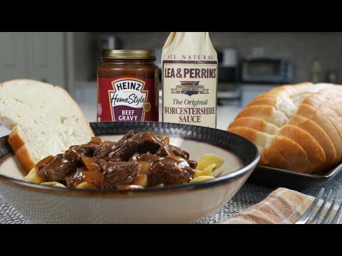 Beef Tips and Noodles with Heinz Gravy