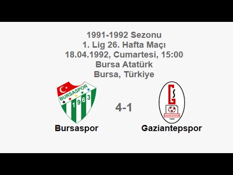 Bursaspor 4-1 Gaziantepspor 18.04.1992 - 1991-1992 Turkish 1st League Matchday 26