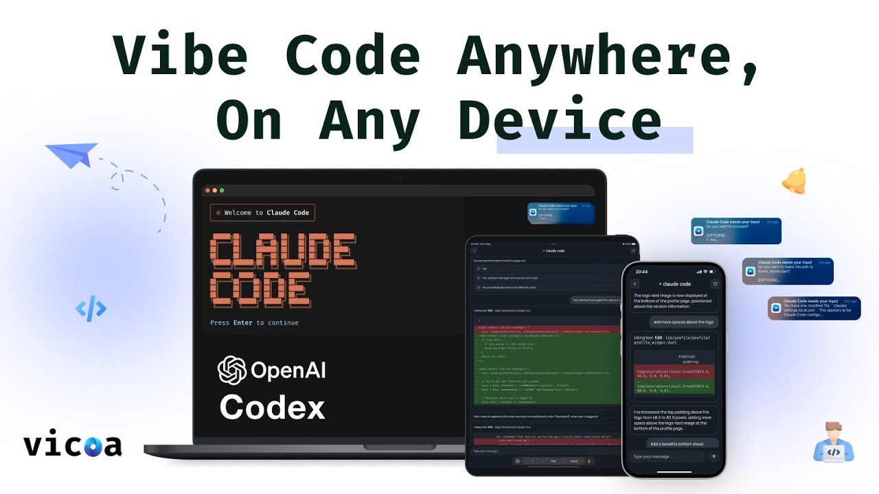 Vibe Code Anywhere (Vicoa) demo video