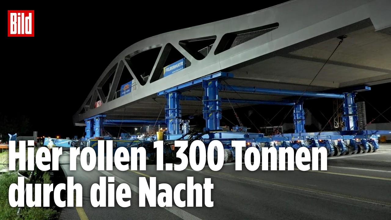 XXL-Transport: 1.300 Tonnen schwere Brücke auf der A70 eingesetzt