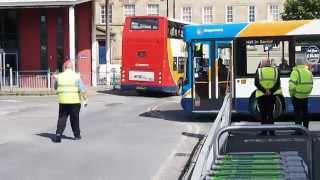 preview picture of video 'Banksmen Hard at Work at Lancaster Bus Station'