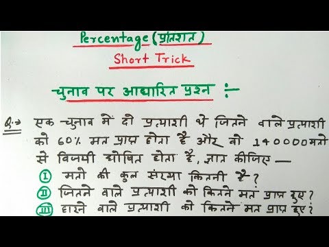 Percentage Short Trick in Hindi # For RAILWAY, SSC CGL, CPO SI, CHSL, MTS, BANK, LEKHPAL & others Video
