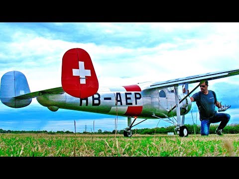 GIGANTIC XXXL HUGE RC PILATUS SB-2 PELIKAN 72KG IN SCALE 1:2.8 MODEL AIRPLANE FLIGHT DEMONSTRATION