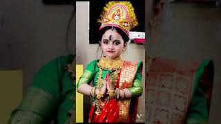 Maa Durga makeup look on my daughter on her demand | Babitamakeupartist | tutorial on little girl |