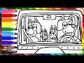 Draw And Color Bluey And Her Family In The Car Drawings For Kids