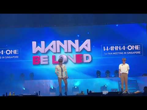 170922 Wanna One in Sg - Ending (Kang Daniel & Jihoon catching a towel)