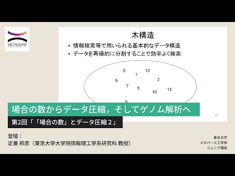 機械工学科 場合の数からデータ圧縮，そしてゲノム解析へ・第2回「「場合の数」とデータ圧縮２」（東京大学メタバース工学部ジュニア講座）