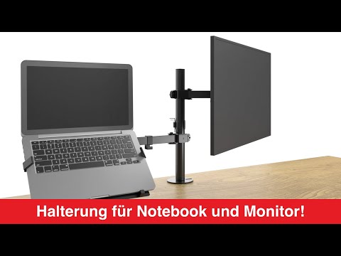 Artikelvideo 1 für Neomounts Laptop-Monitor-Halterung FPMA-D550NOTEBOOK schwarz für 1 Monitor und 1 Notebook, Tischklemme, Tischbohrung, Artikelnummer 153827