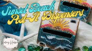 Glitter Sunset Beach Post-It Dispensers