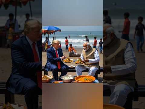 Narendra modi and donald trump eating bhelpuri at beach#AI SHORTS