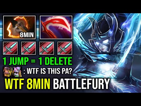 UNLIMITED CRIT QUEEN 8Min Battlefury 1 Jump = 1 Delete Hit Like a Truck Phantom Assassin Dota 2