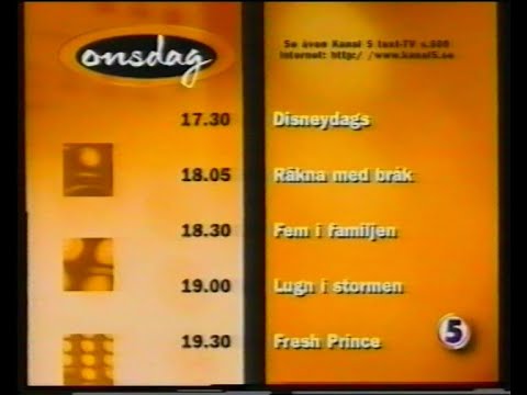 Kanal 5 Sverige sign off - end of program 1998