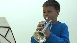 8 year old trumpet kid playing Clarke