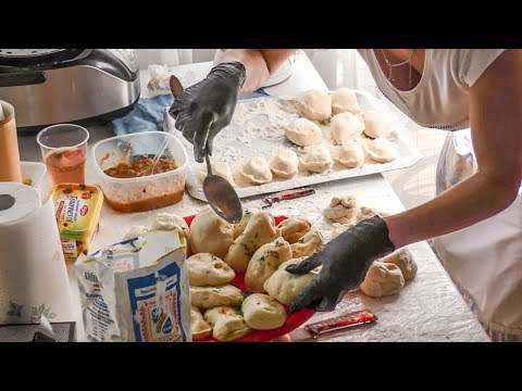 Ukraine Street Food in Kiev. Preparing Traditional Handmade Dumplings