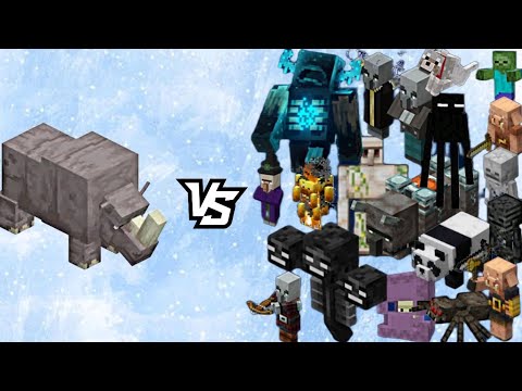 Crafting Chaos: Rhino vs All Mobs Battle