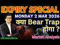 Nifty Prediction Sensex Analysis For Tomorrow MONDAY 2 MAR 2026 Nifty 50 Bank Nifty Tomorrow