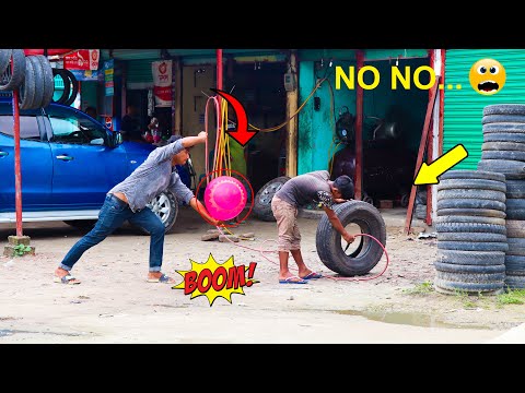 Tyre Blast Prank with Popping Balloons | Crazy REACTION with Popping Balloon Prank | Update Prank