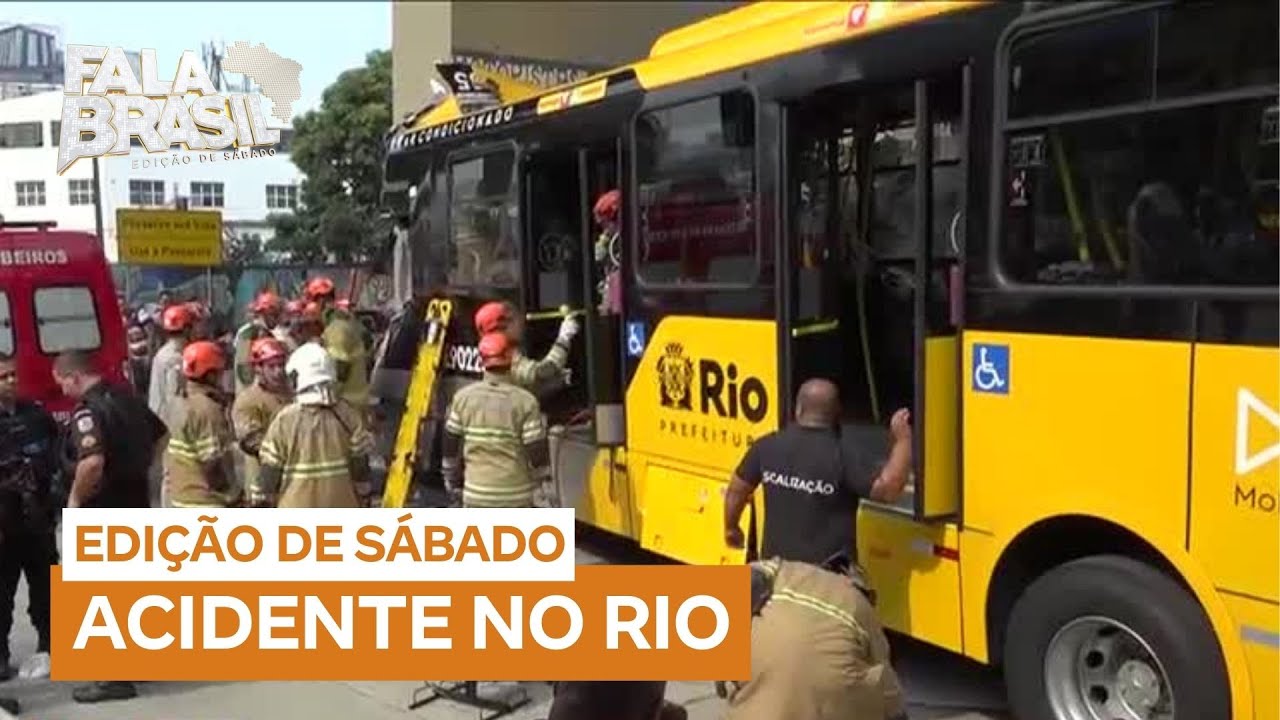 Ônibus atinge estrutura de concreto e deixa mais de 40 feridos no Rio