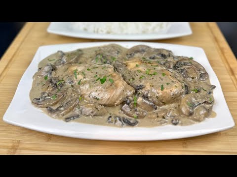 POULET SAUCE FORESTIÈRE (SAUCE CRÉMEUSE AUX CHAMPIGNONS)POUR ACCOMPAGNER RIZ, PÂTES,POMMES DE TERRE