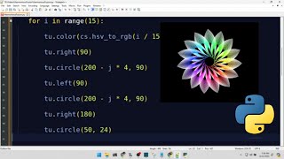 Kunst mit Python Turtle 01 erstellen: Eine bunte Blume!