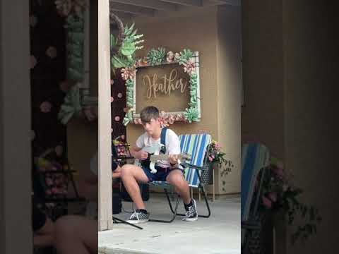 Jake playing at heathers memorial