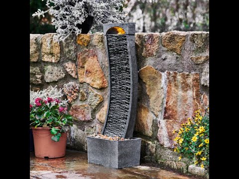 Fontaine de jardin Miami rochers avec cascade et éclairage LED