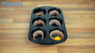 Put A Ring Of Bacon In A Muffin Pan, Throw In An Egg & Pop Into The Oven!
