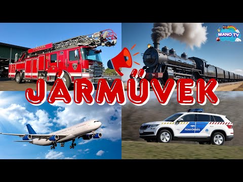 Járművek gyerekeknek.  Gyertek és találjuk ki együtt a járművek hangjait #train #police #plane