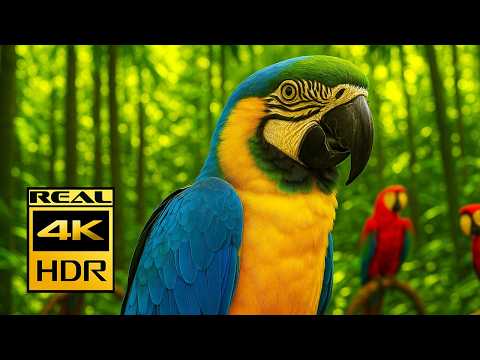 Colorful Macaws in 4K HDR 🌿 Relaxing Forest Nature & Ambient Sound