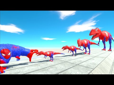 BATTLE 4 SIZE of SPIDER-MAN CARCHARODONTOSAURUS - Animal Revolt Battle Simulator