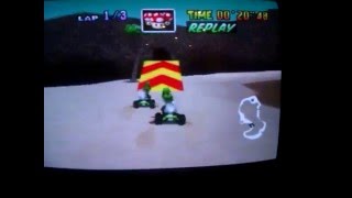 MK64 Time Trial: KTB 3lap 1'38"7 (1'38"47 ghost) PAL
