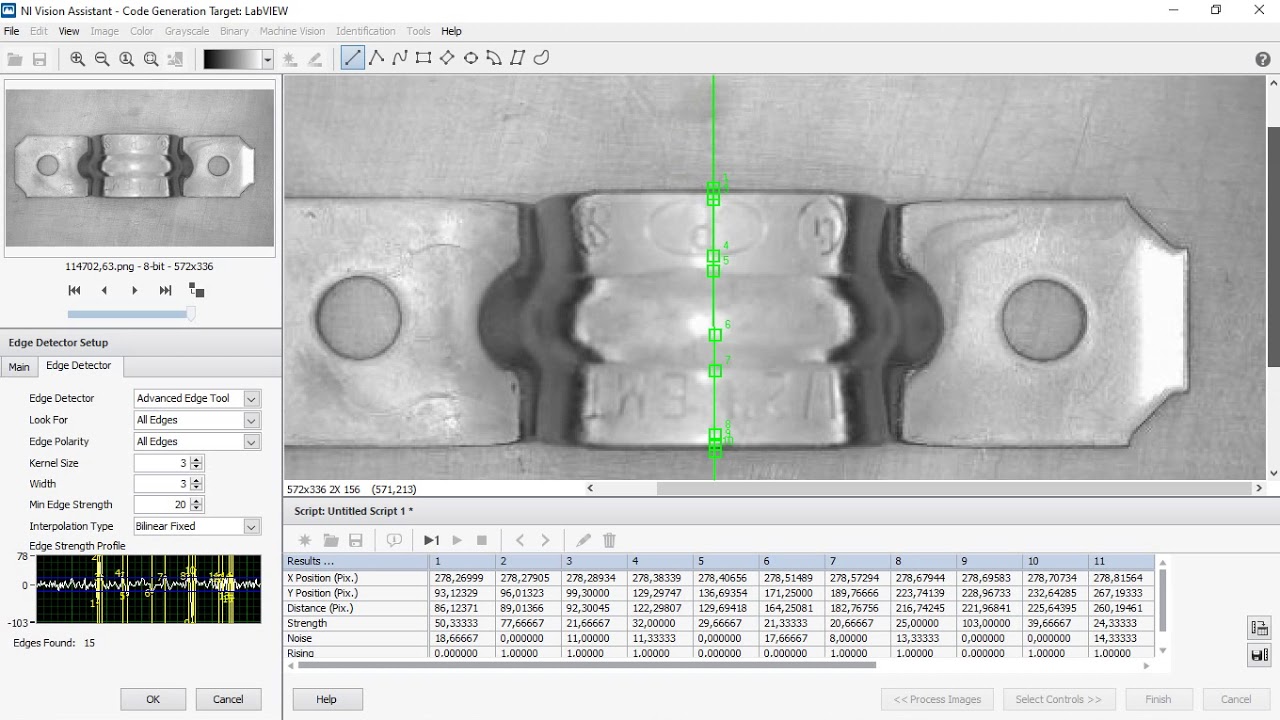 Análisis de grapas brackets visión artificial con LabVIEW