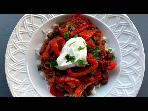 Chili Sin Carne w. Homecooked Beans & Tender Bell Peppers - Meatless Chili - Recipe # 132