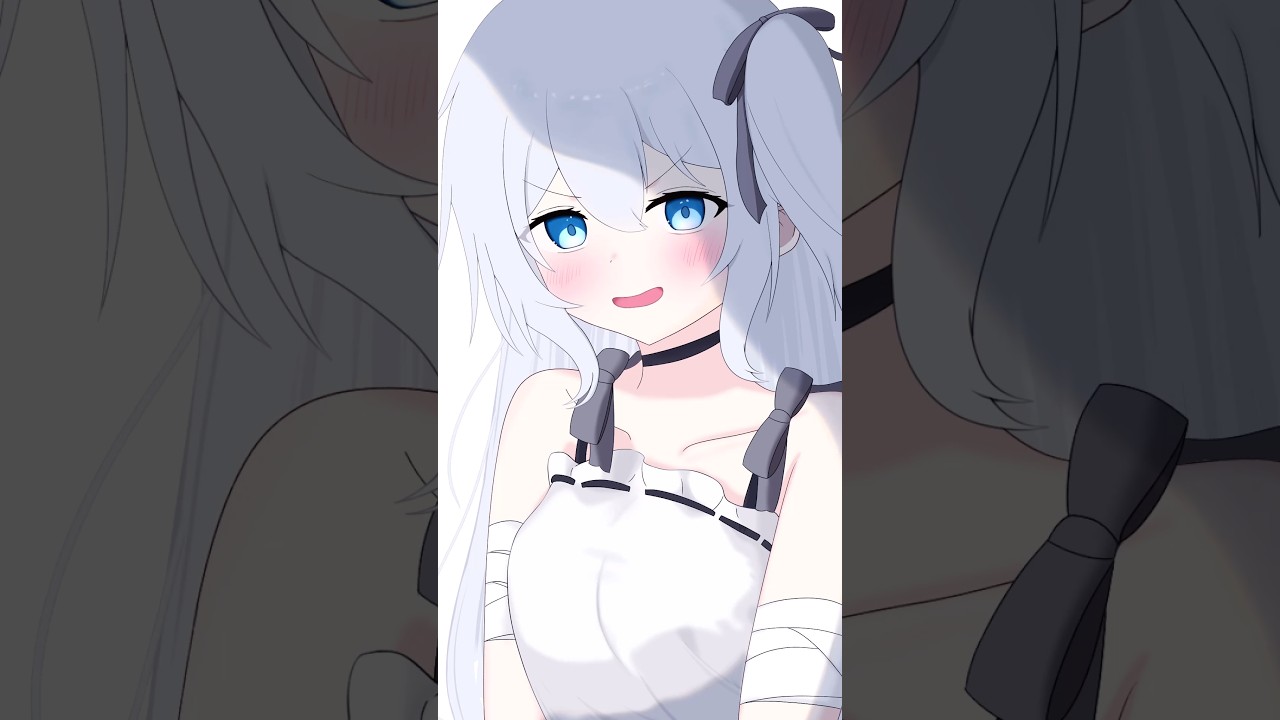 サイドテール銀髪少女を描いてみた！ #shorts #イラスト #タイムラプス